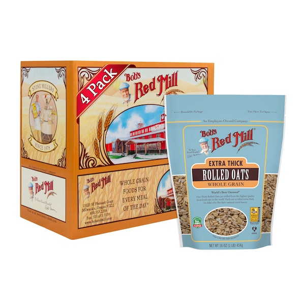 Bob's Red Mill Extra Thick Rolled Oats 16 oz. Bag, PK4